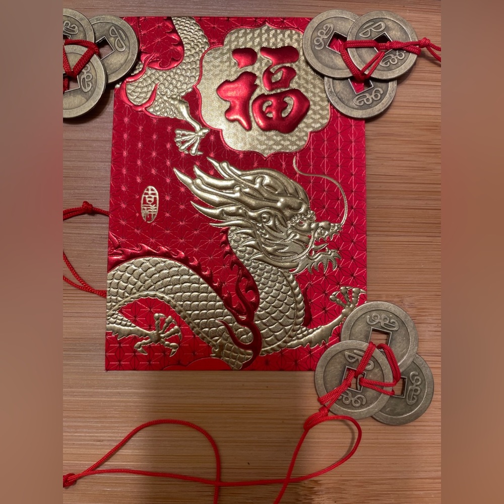 Red Lucky Money Envelope 3 Feng Shui Coin Set - Picture 11 of 13